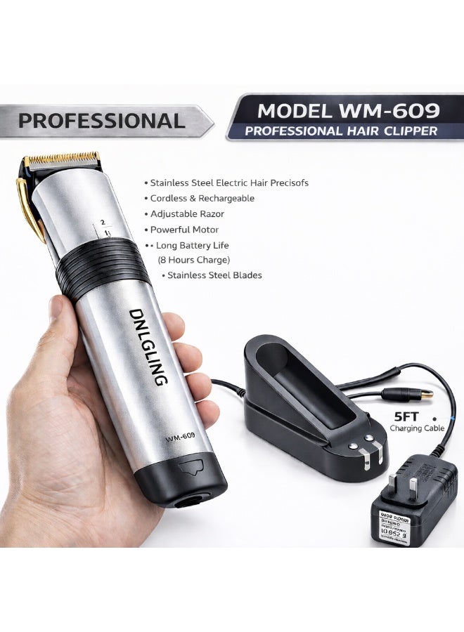 DNLGlinog Professional Hair Clipper WM-609 Rechargeable Beard & Hair Trimmer with Adjustable Razor, 5 Cutting Combs - Image 1